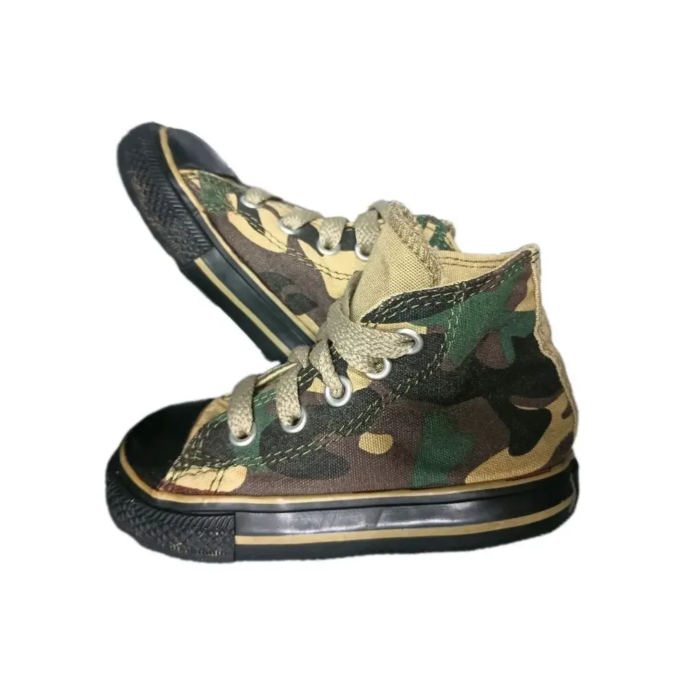 Converse All Star Chuck Taylor Toddler Hi-Top Camo Green Black Size 5 Pre-Owned